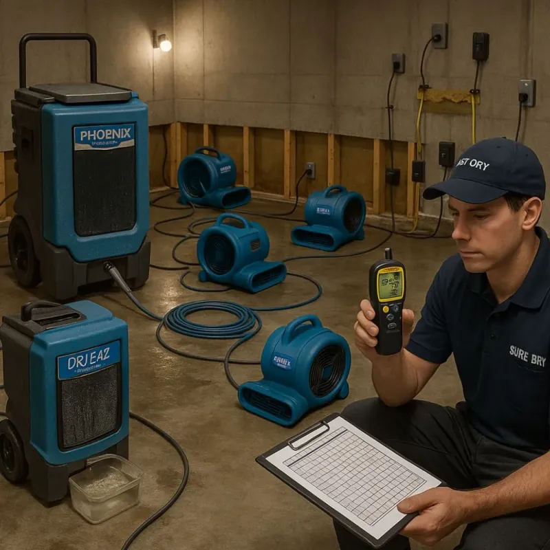 Structural Drying and Dehumidification process in Lena, IL